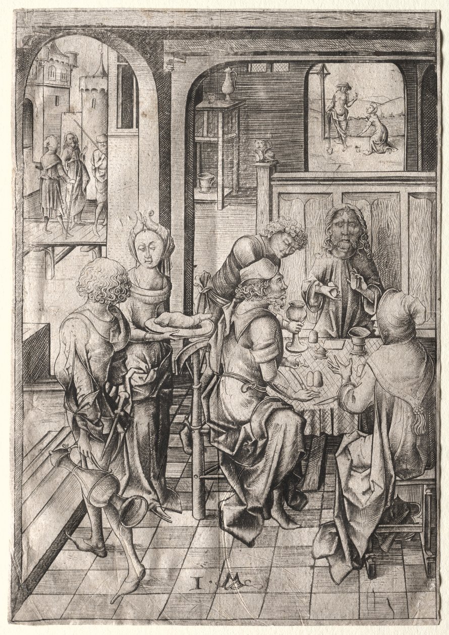 The Passion: Nadver i Emmaus. af Israhel van Meckenem