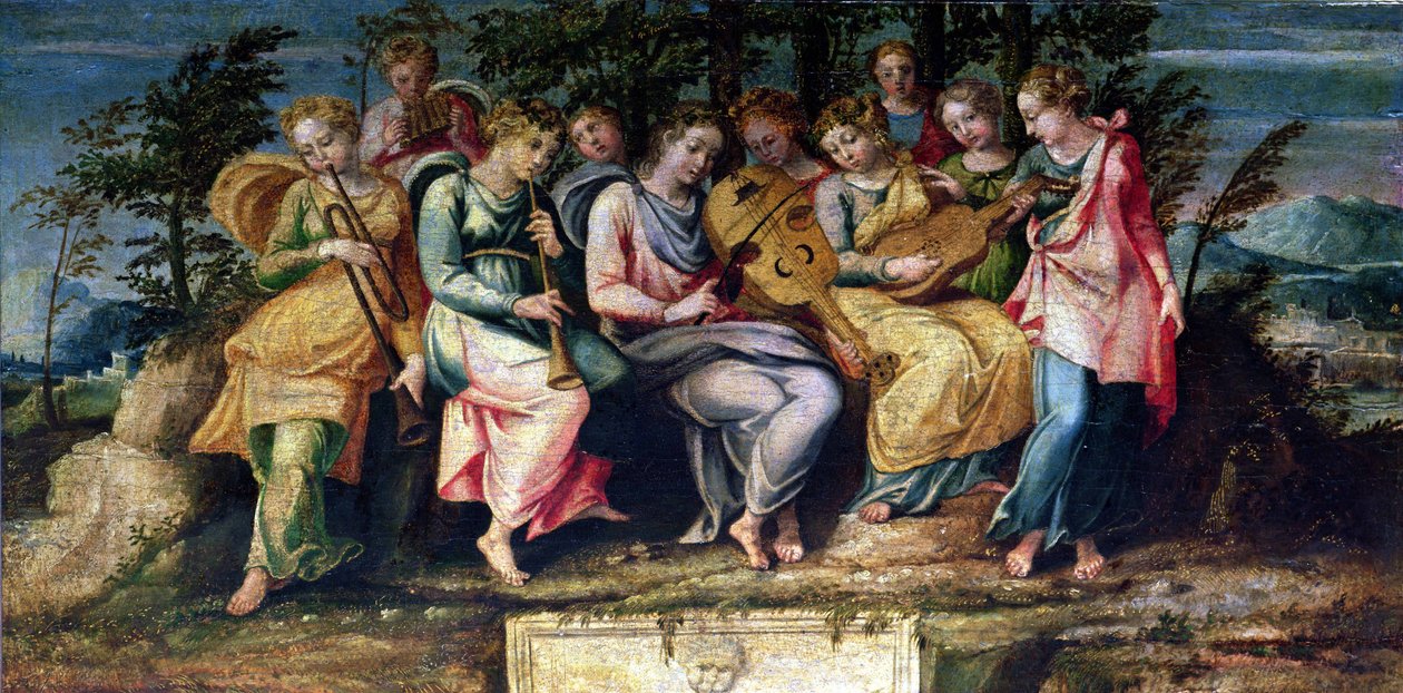 Apollon og muserne, 1600 af Italian School