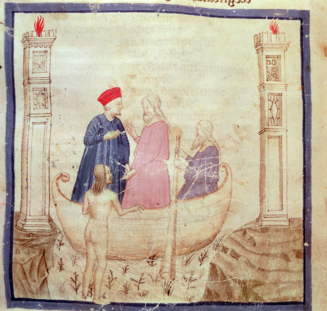 Dante og Virgil (70-19 f.Kr.) går til helvede, fra Den guddommelige komedie af Dante Alighieri (1265-1321) af Italian School