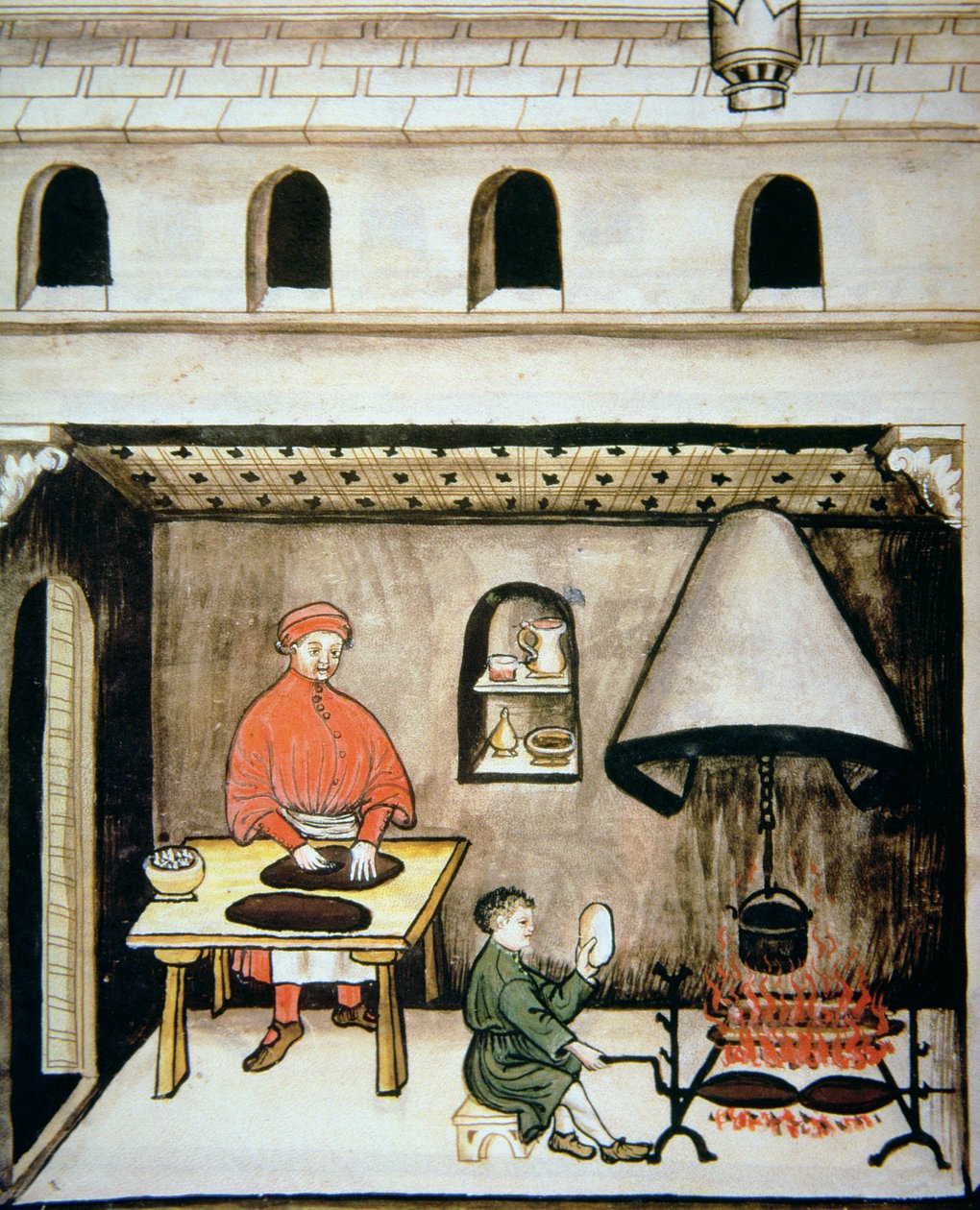 Nova 2644 fol.80v Forberedelse af milt, fra Tacuinum Sanitatis af Italian School