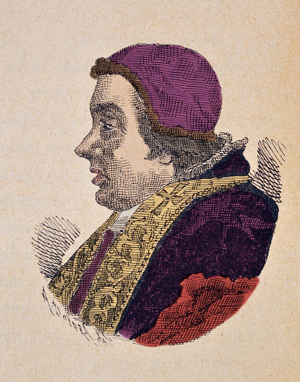 Portræt af pave Clemens XIII (Clemente eller Clemens) (1758-1769), 1898 (gravering med senere farvelægning) af Italian School