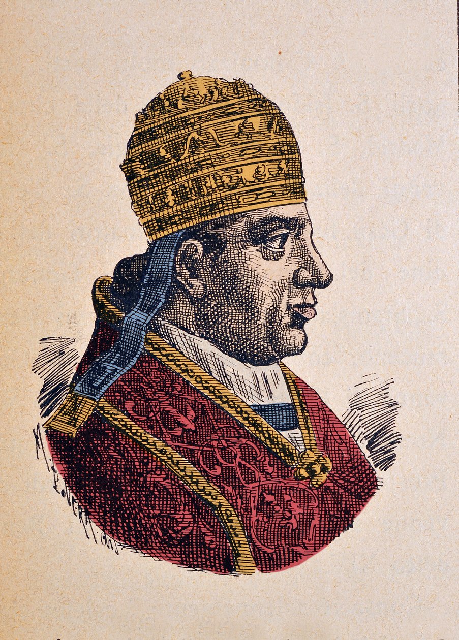 Portræt af paven Innocentius XIII (Innocenzo, Innocentius) (1721-1724), 1898 (gravering med senere farvelægning) af Italian School
