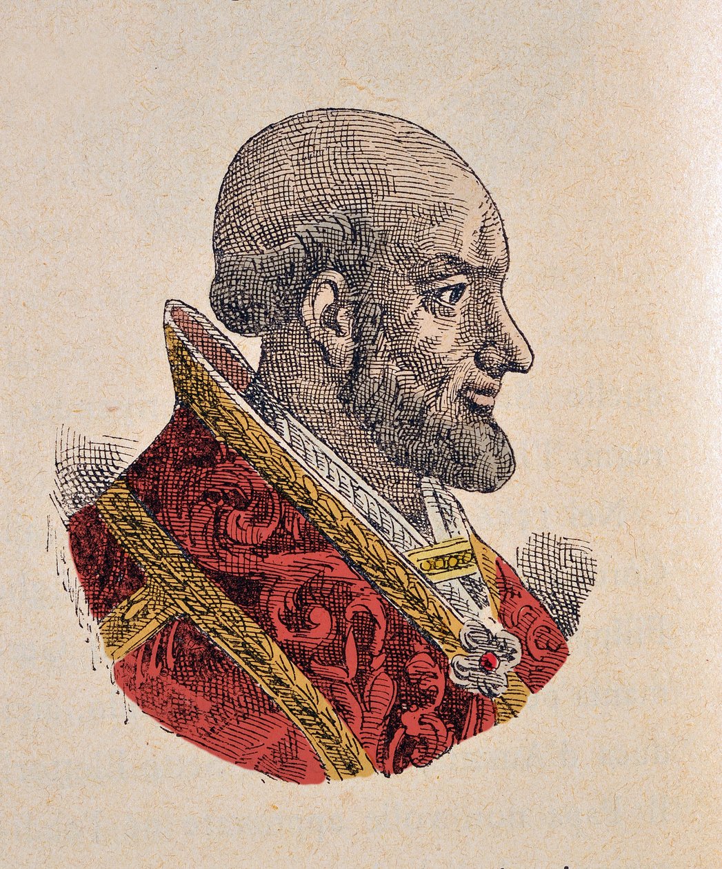 Portræt af Pave Pie IV (Pius eller Pio) (1559-1565), 1898 (gravering med senere farvelægning) af Italian School