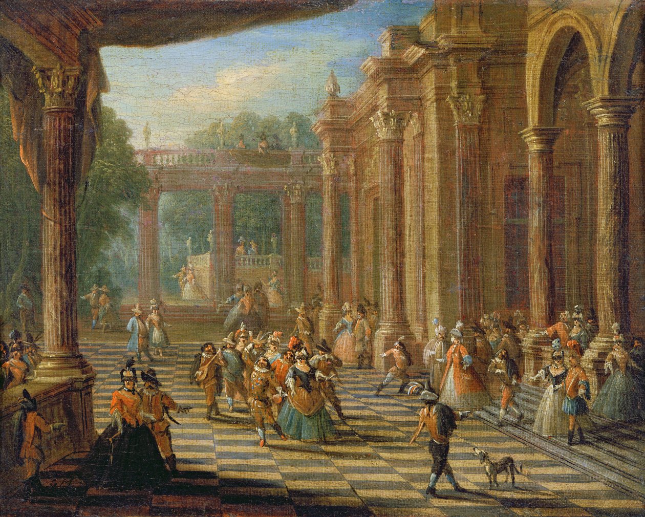 Scene ved maskebal af Italian School