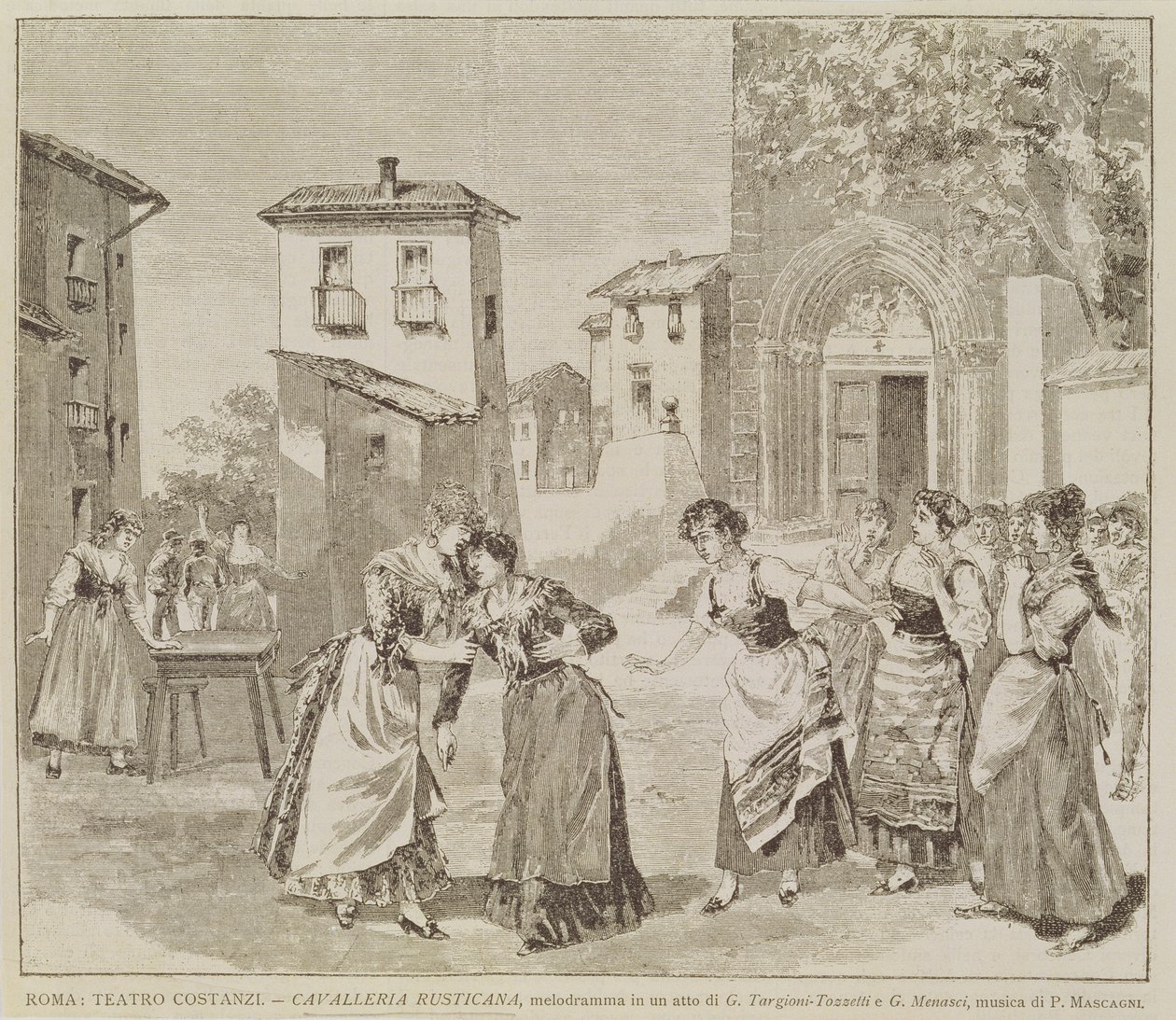 Scene fra operaen "Cavalleria rusticana" af Pietro Mascagni (1863-1945) af Italian School