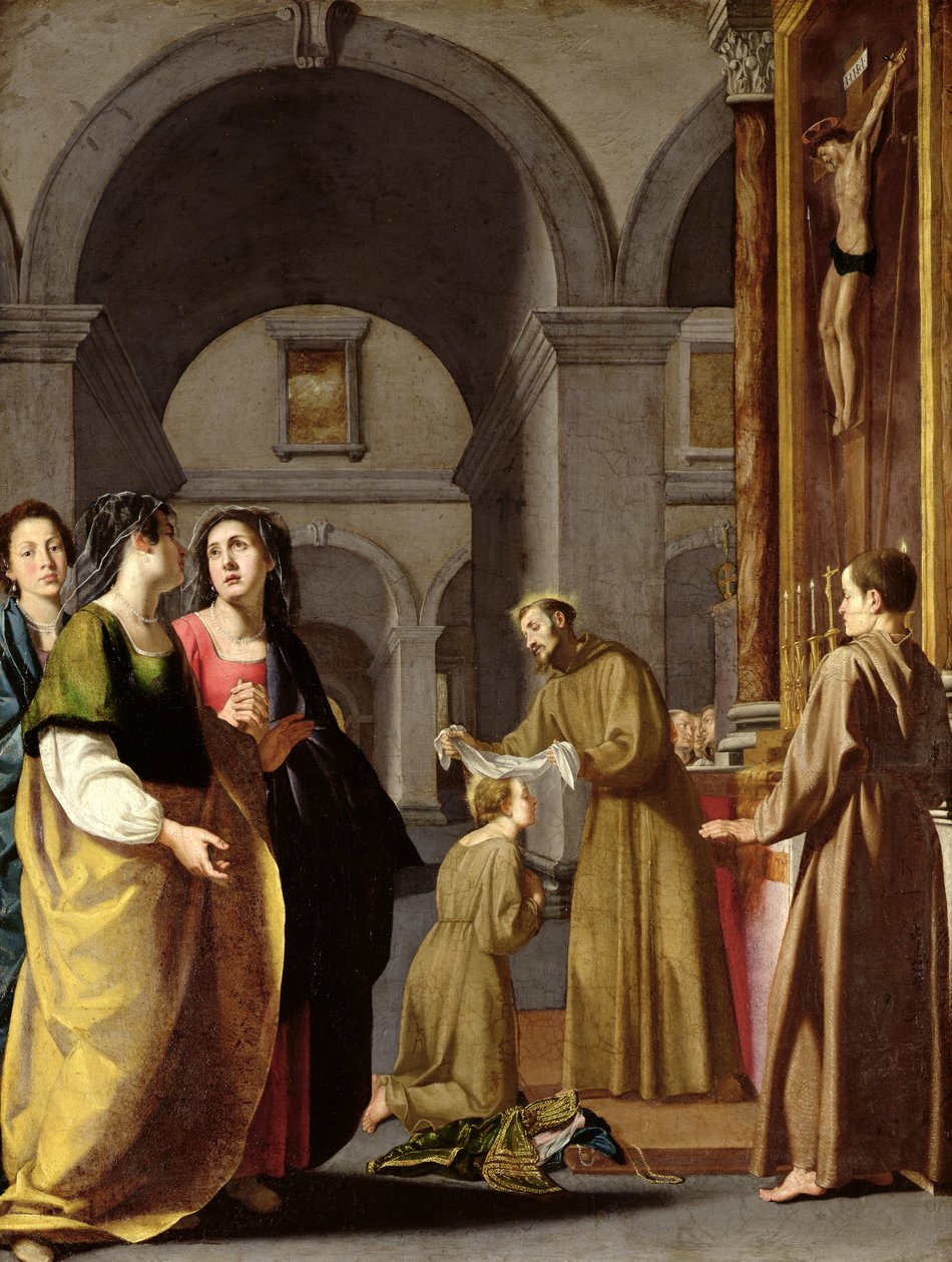 Den hellige Klara modtager sløret af Frans af Assisi af Italian School