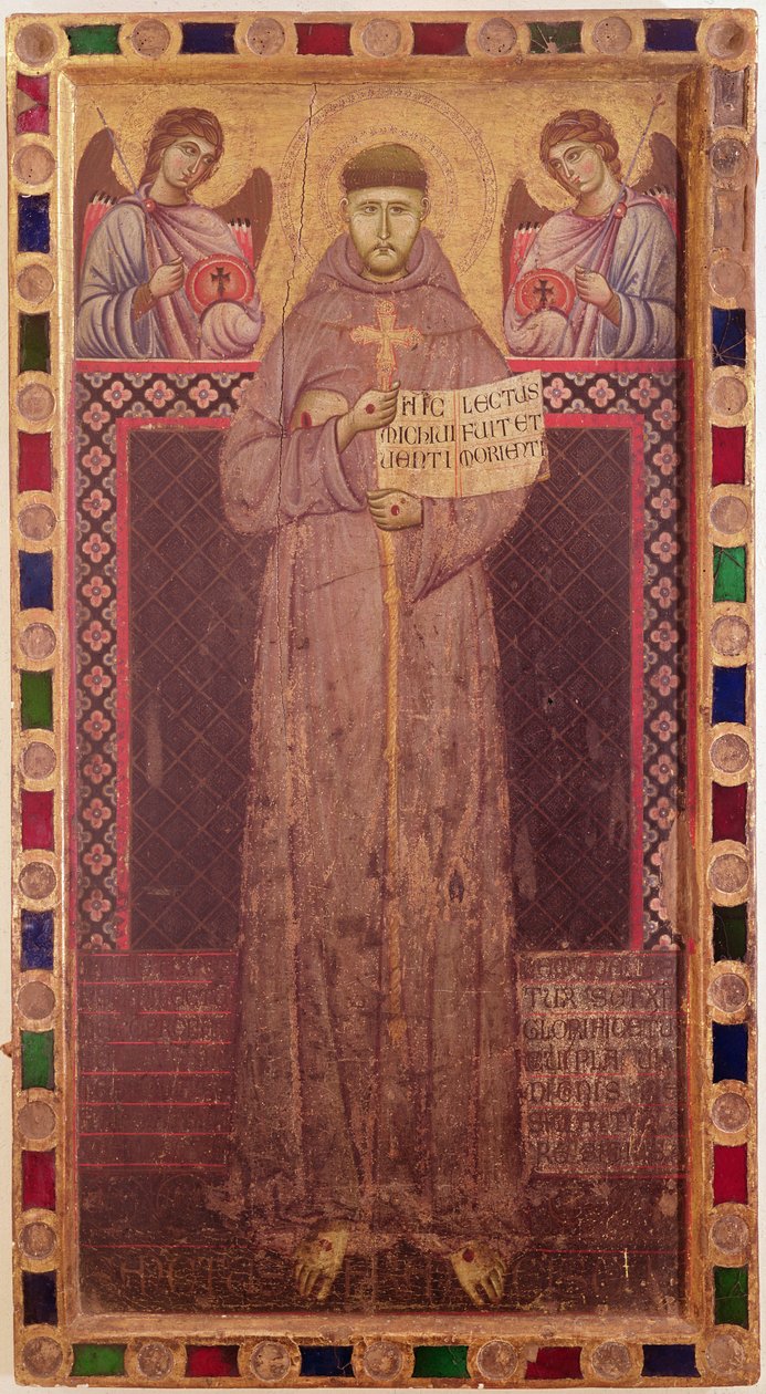 St. Francis and Angels, ca. 1250-1300 (tempera på panel) af Italian School