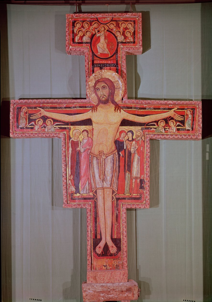 St. Damians krucifiks (malet træ) af Italian School