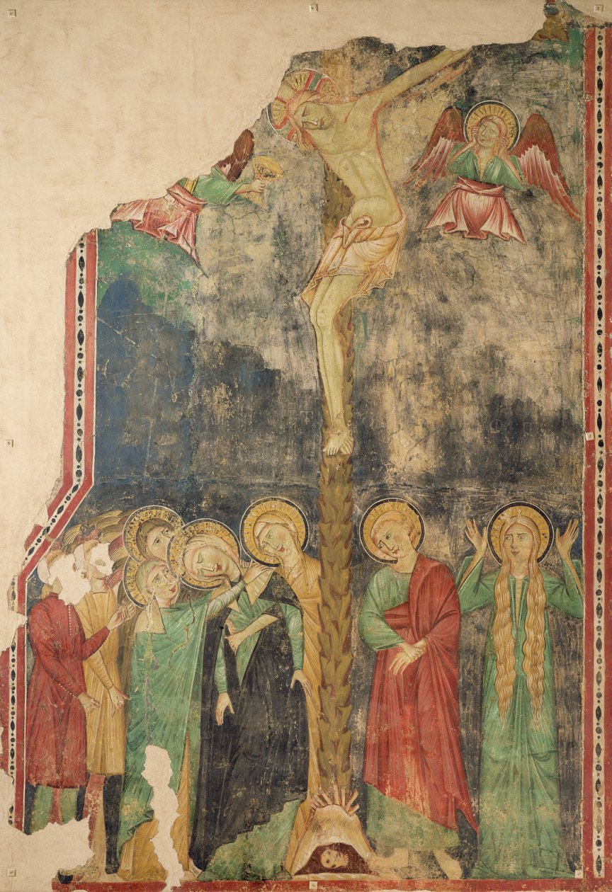 Korsfæstelsen (fresco overført til stof) af Italian School