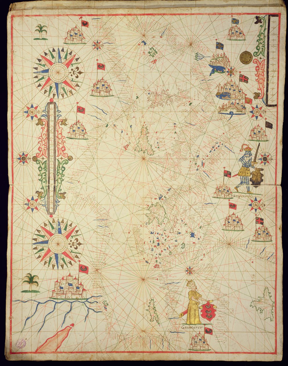Middelhavsbassinet, fra et nautisk atlas, 1646 (blæk på vellum) (se også 330937-330938) af Italian School