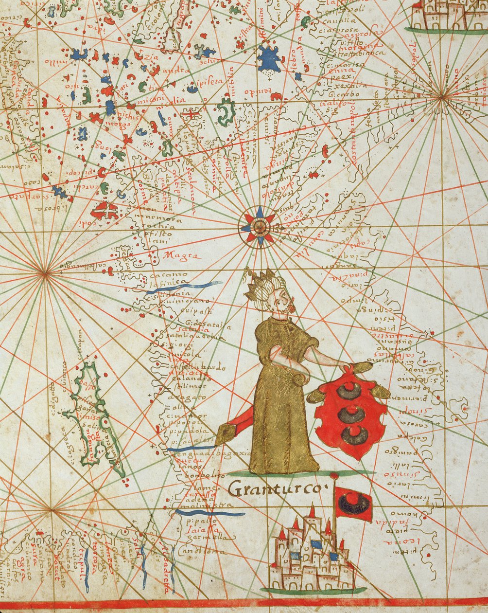 Det tyrkiske rige, fra et søatlas, 1646 (blæk på pergament) af Italian School