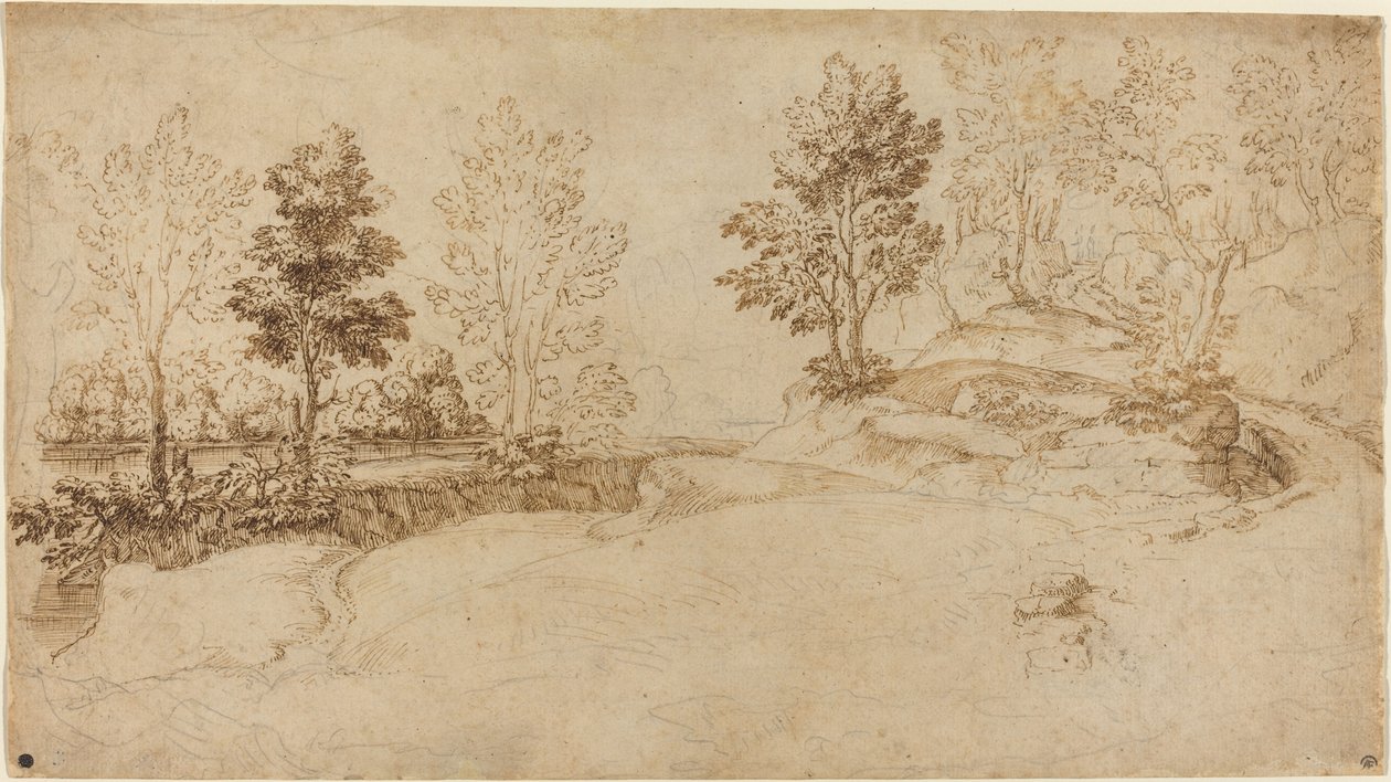 Flodlandskab af Italian 17th Century