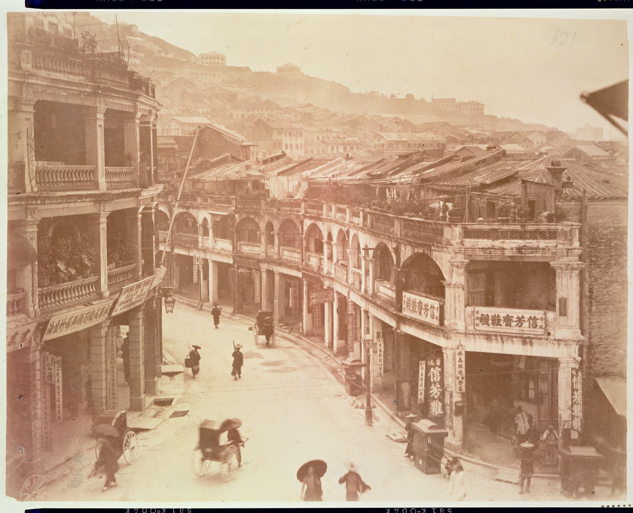A Street in Hong Kong (albumin print) af Italian School