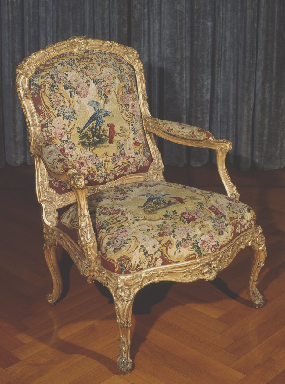 Armchar à la Reine (forgyldt træ og polstring) af Italian School