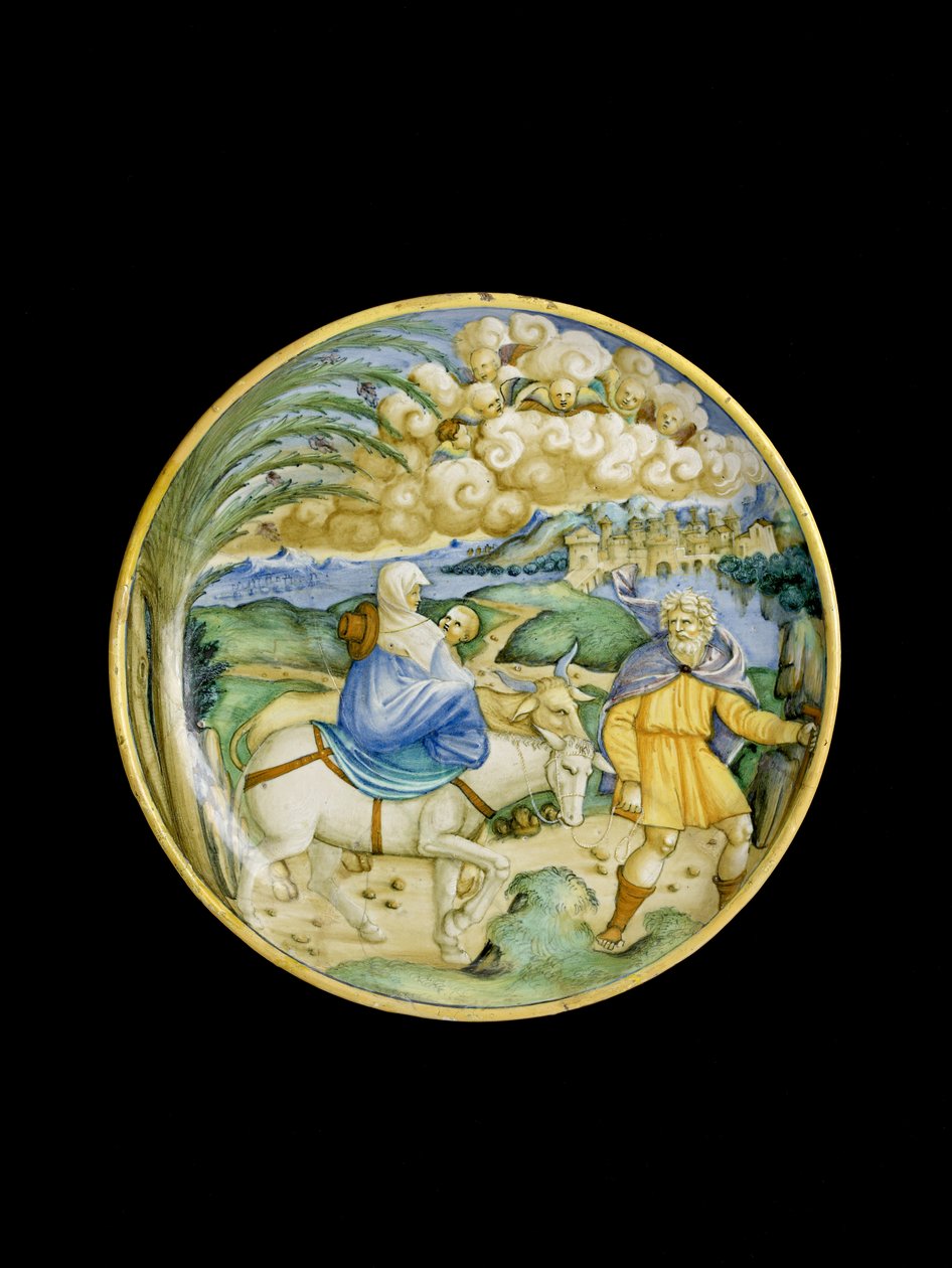 Dish with the Flight into Egypt af Italian School