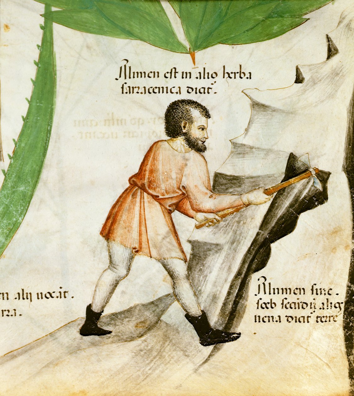 Udvinding af alun, ca. 1440 (farve litho) af Italian School