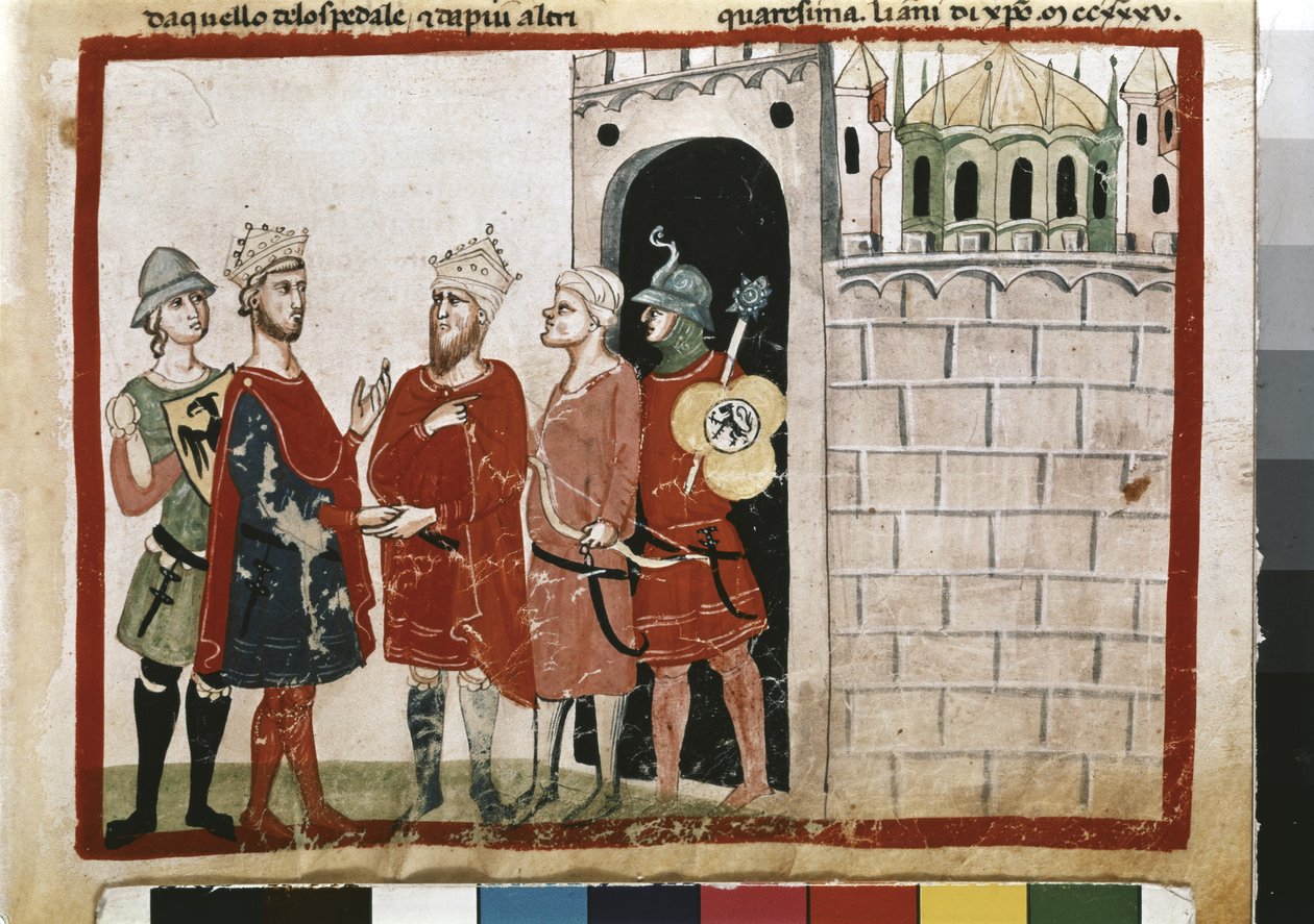 FRIEDRICH II: Frederik rykker ind i Jerusalem af Italian School