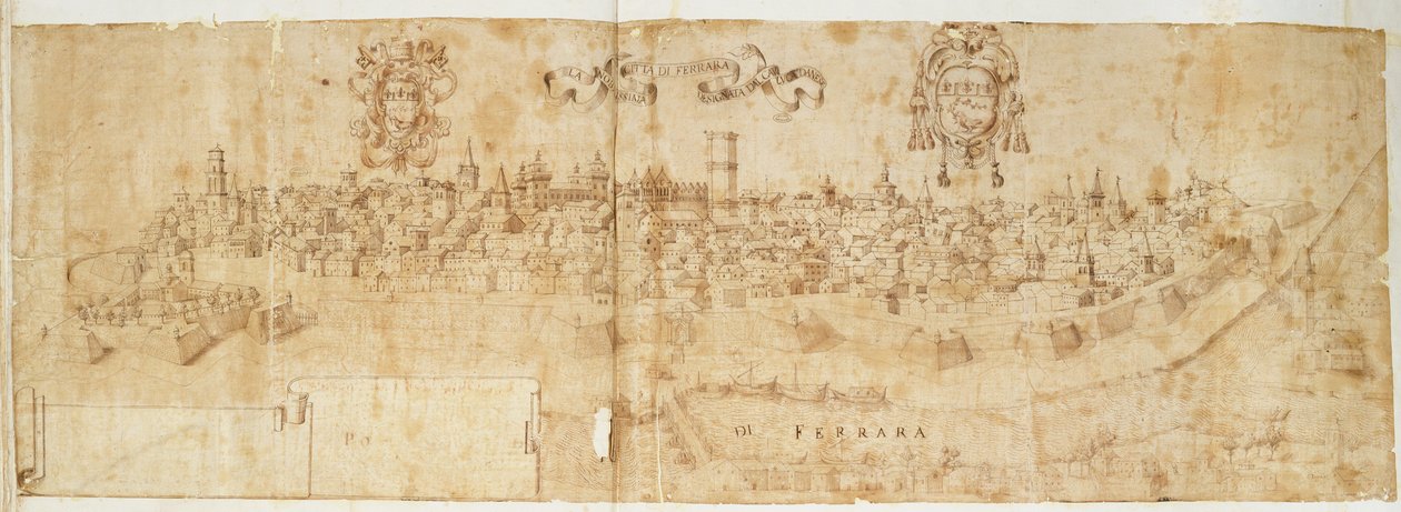 Ferrara, Italien (blæk på papir) af Italian School