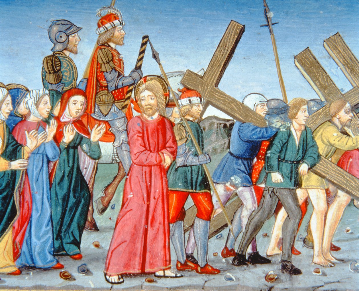 Fol.116v Kristus føres til Golgata (vellum) af Italian School