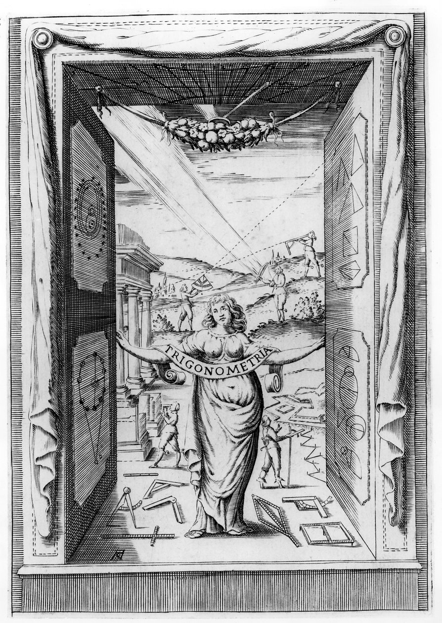 Frontispice til Trigonometria af Bonaventura Cavalieri, 1643 af Italian School