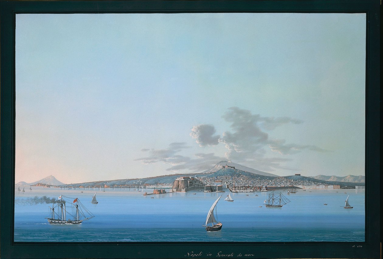 Generel udsigt over Napoli fra havet af Italian School