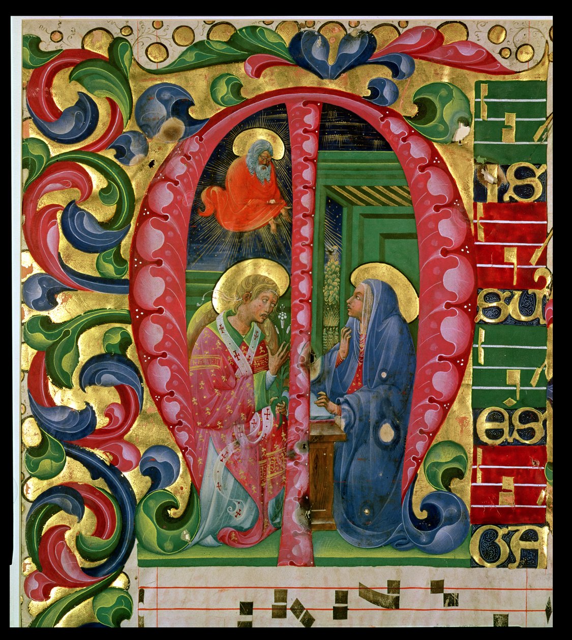Historikert initial M, der forestiller Bebudelsen af Italian School