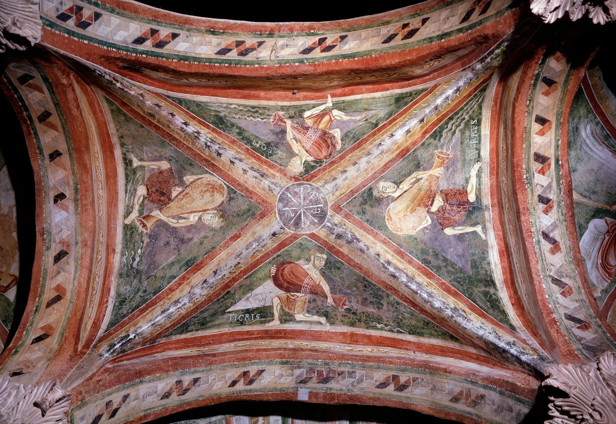 Paradise Rivers - Fresco af Italian School