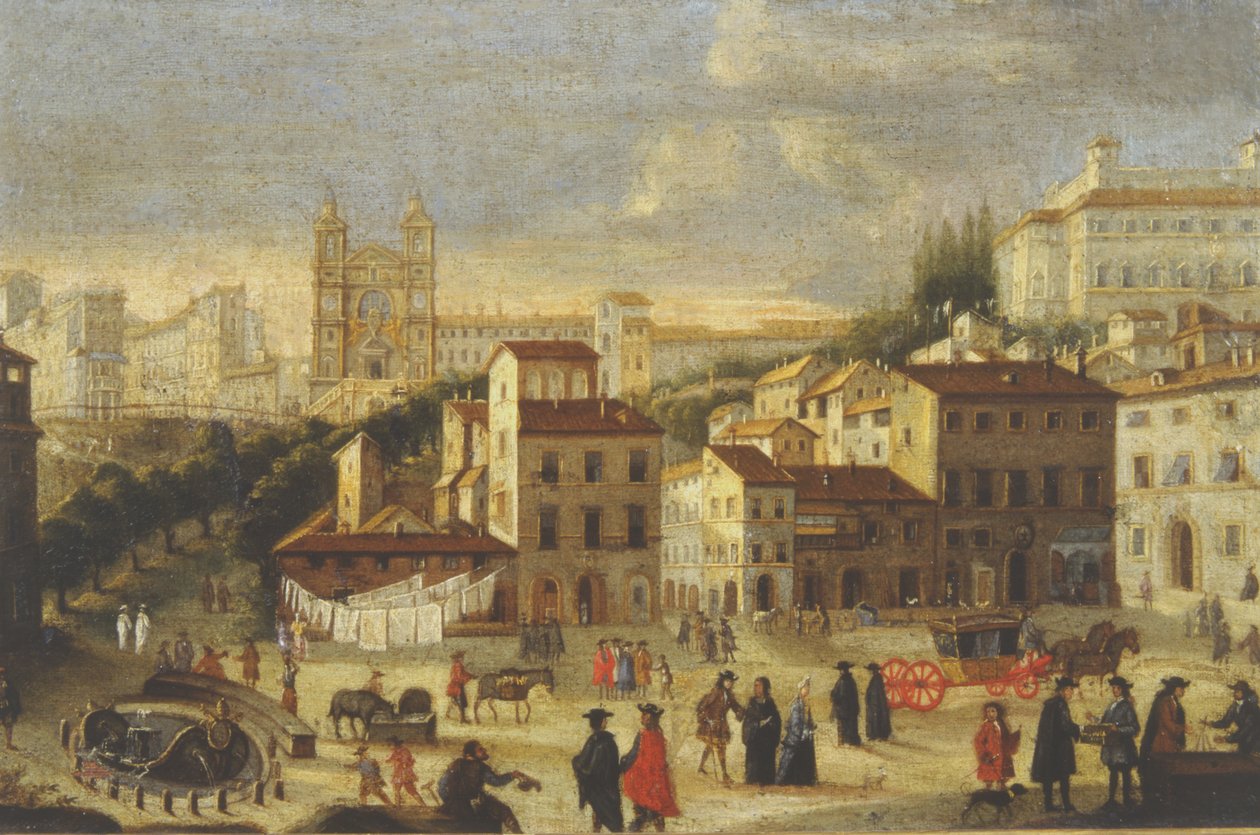 Piazza di Spagna og Trinita dei Monti af Italian School