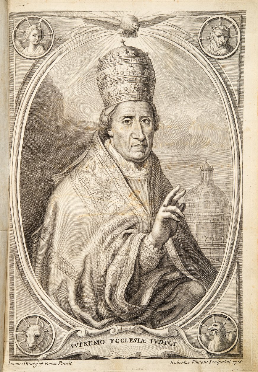 Pave Clemens XI, pub. 1717 (gravering) af Italian School