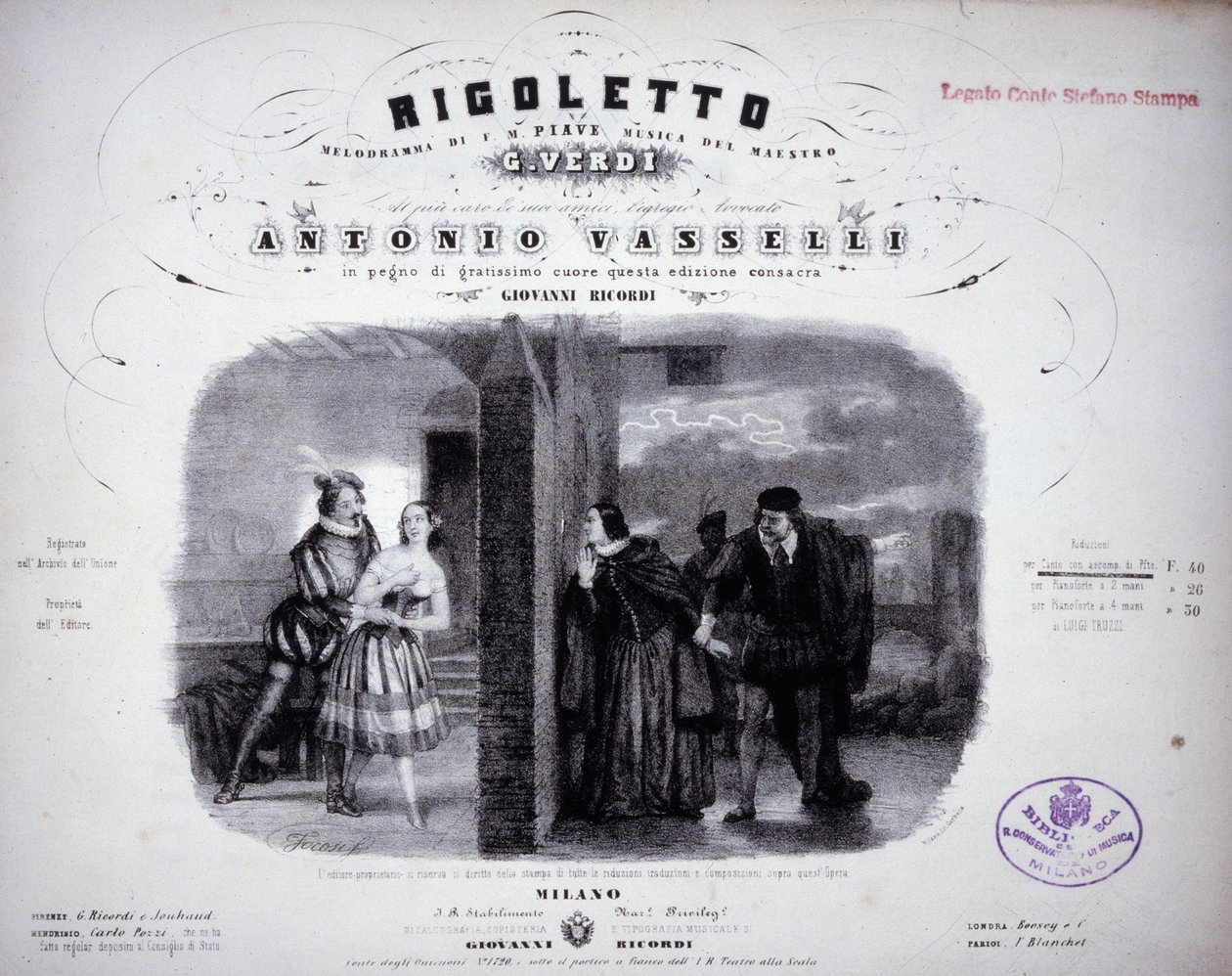 Noder til "" Rigoletto"" af Verdi. af Italian School