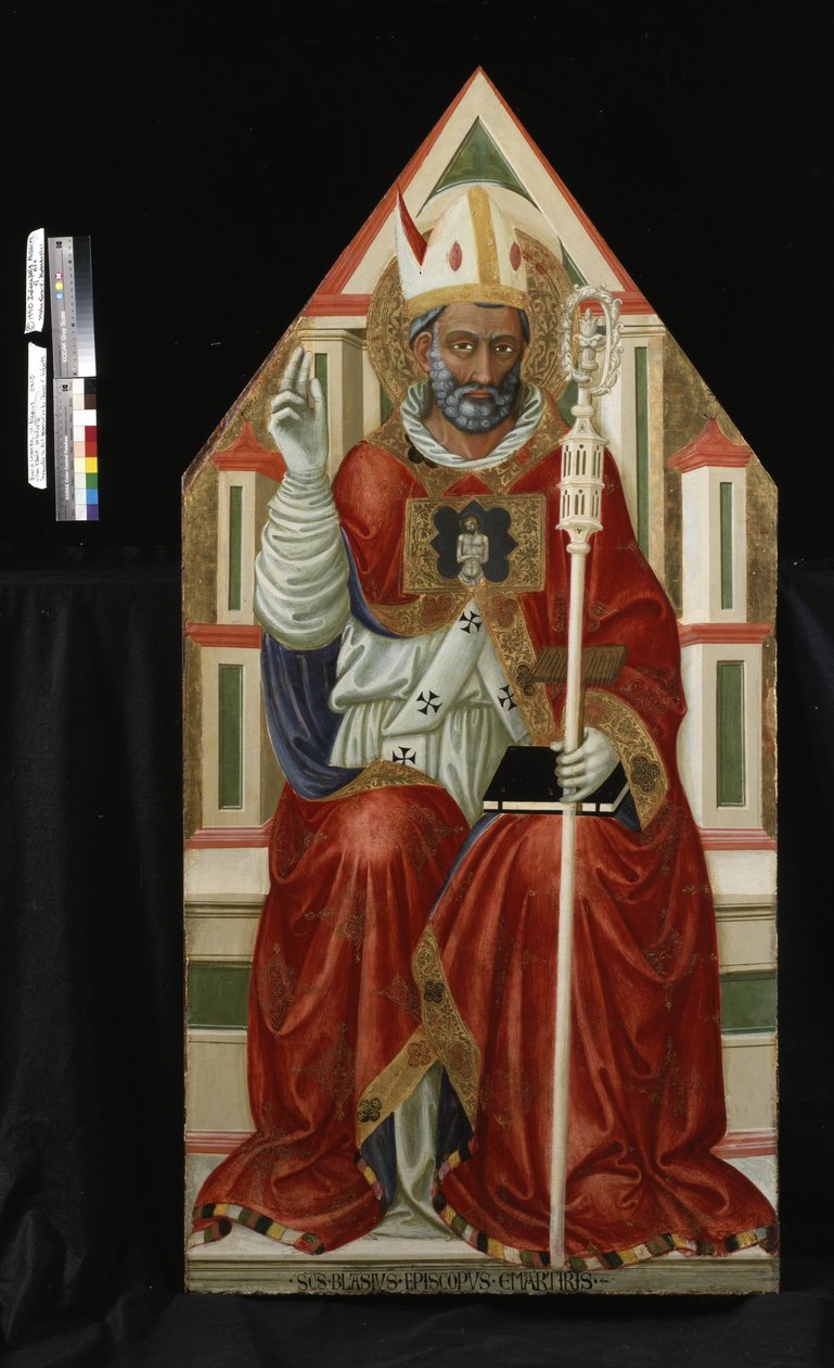 St. Blaise (tempera og guld på træ) af Italian School