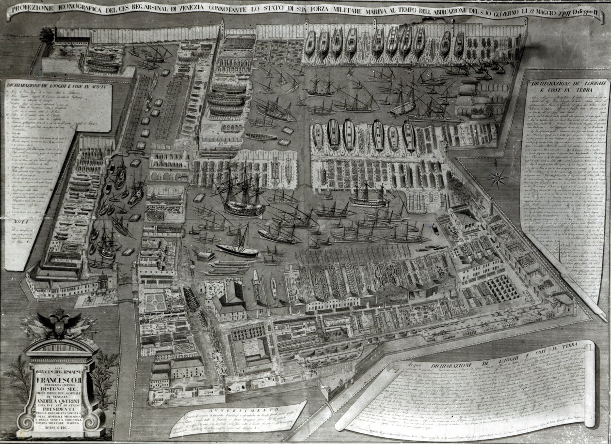 Arsenalet, Venedig (farvegravering) af Italian School