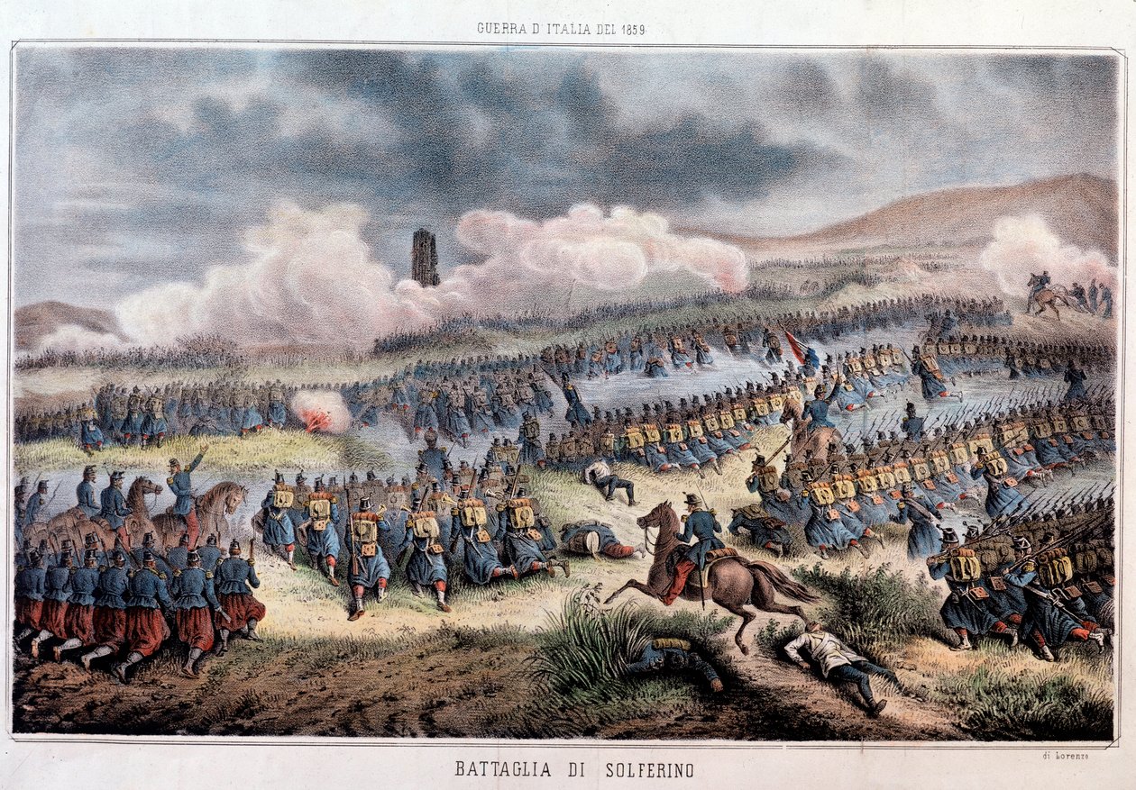Slaget ved Solferino, 24/06/1859 (Tryk af Italian School