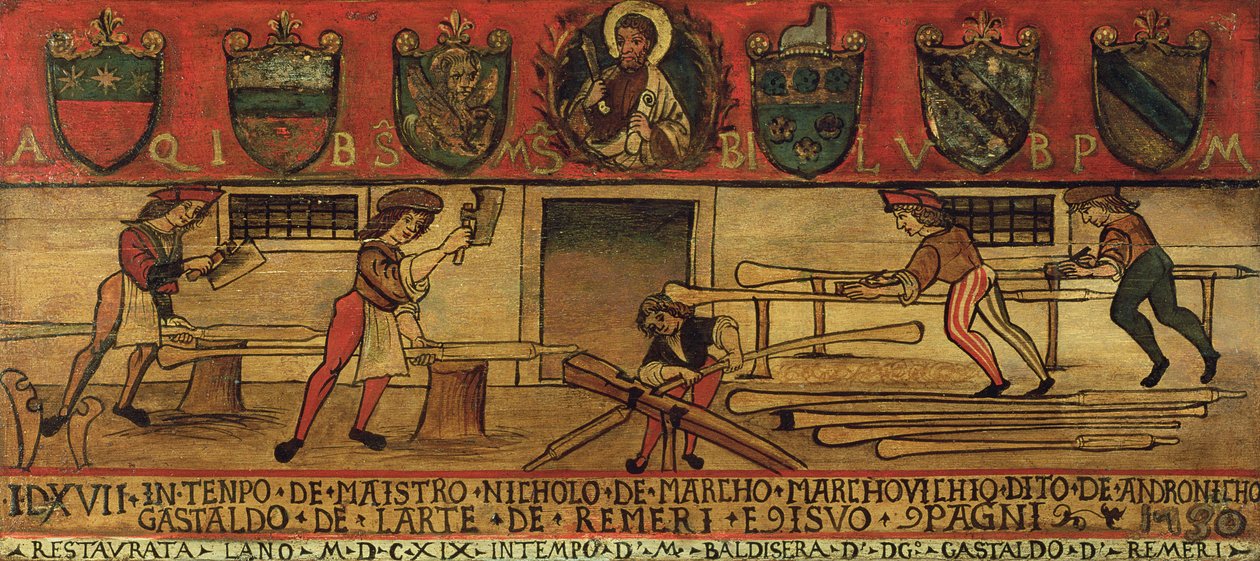 The Oar Makers (panel) af Italian School