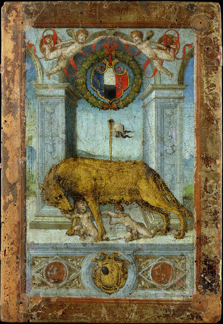 Hun-ulven, der dier Romulus og Remus af Italian School