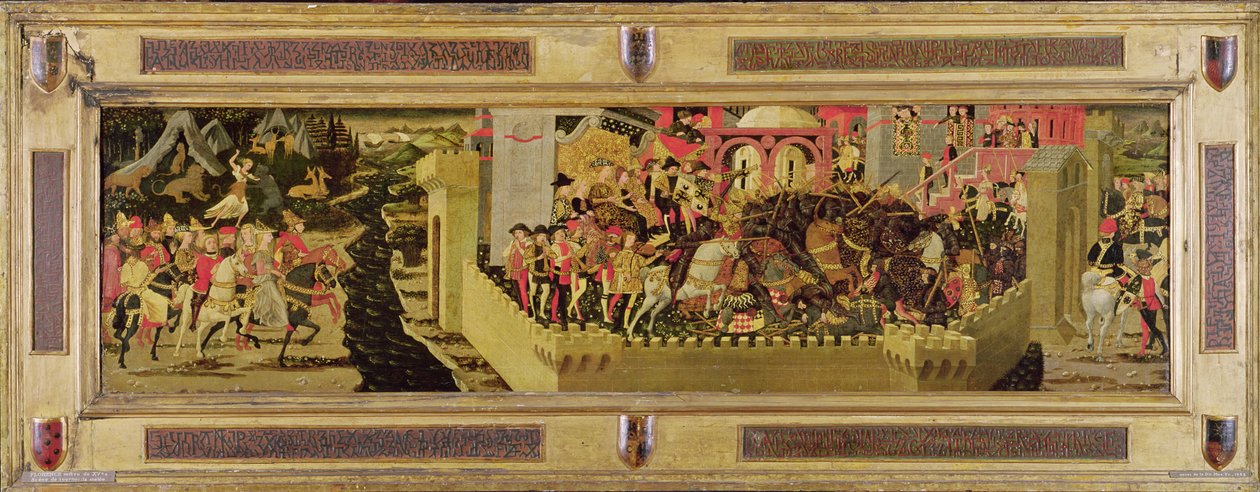 Turneringsscene: The Melee (olie på panel) af Italian School