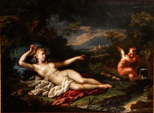 Venus og Amor af Italian School