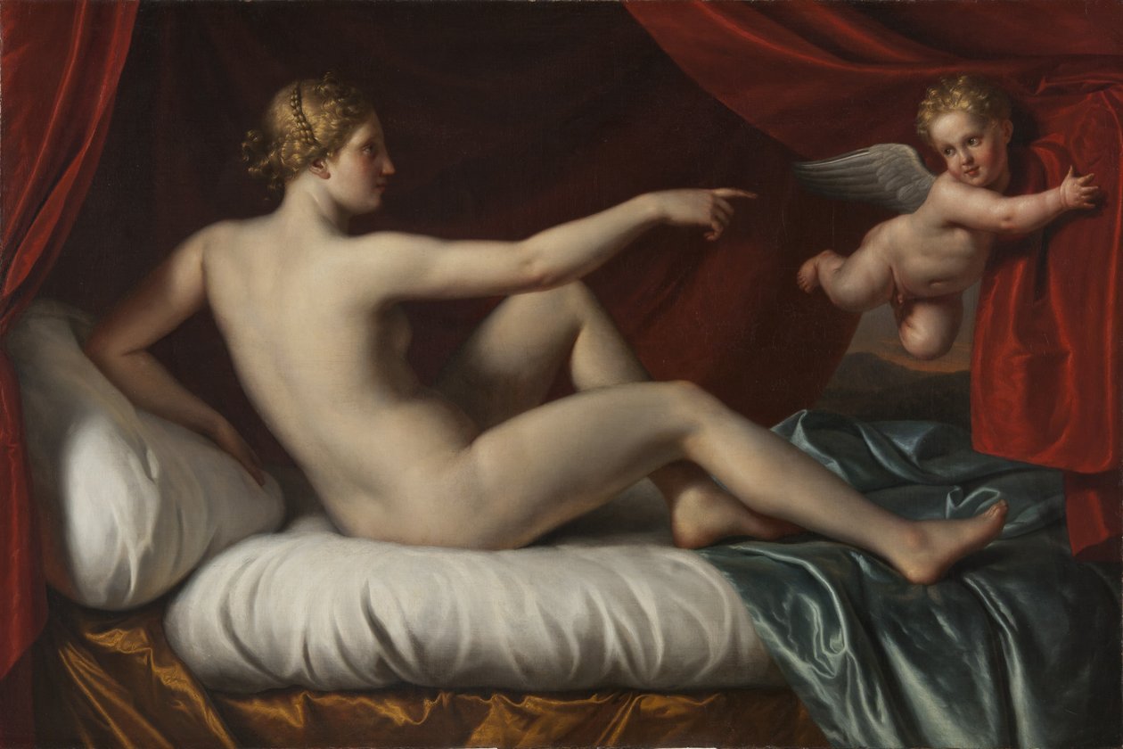 Venus og Amor af Italian School