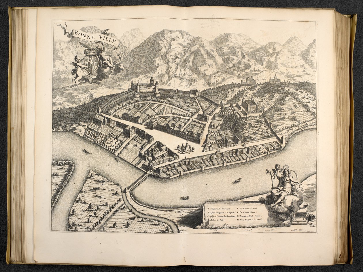 Udsigt over Aosta, Piemonte, Italien af Italian School