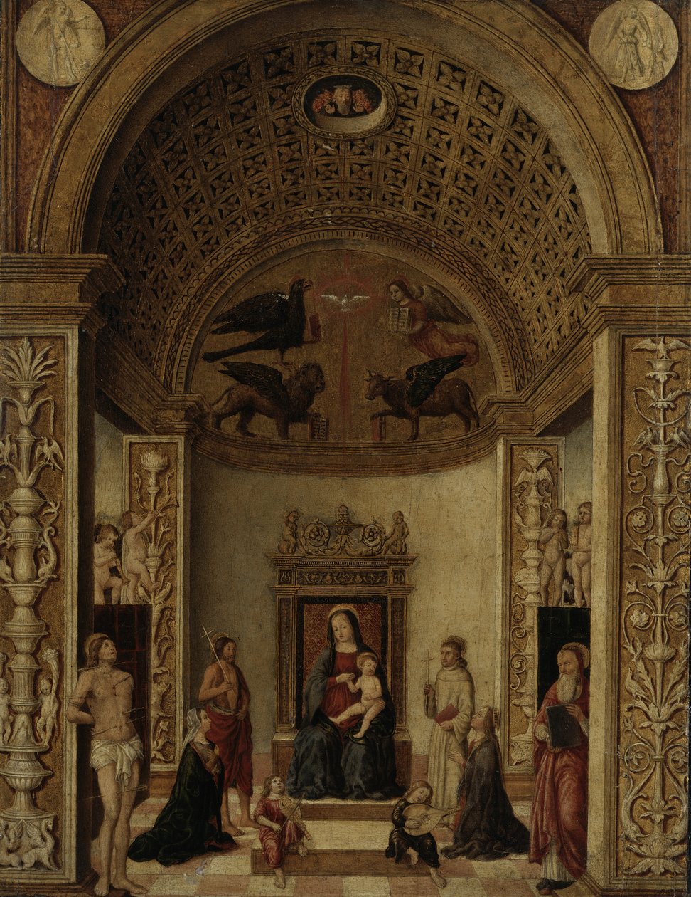 Jomfru og barn på tronen, c.1500-20 af Italian School