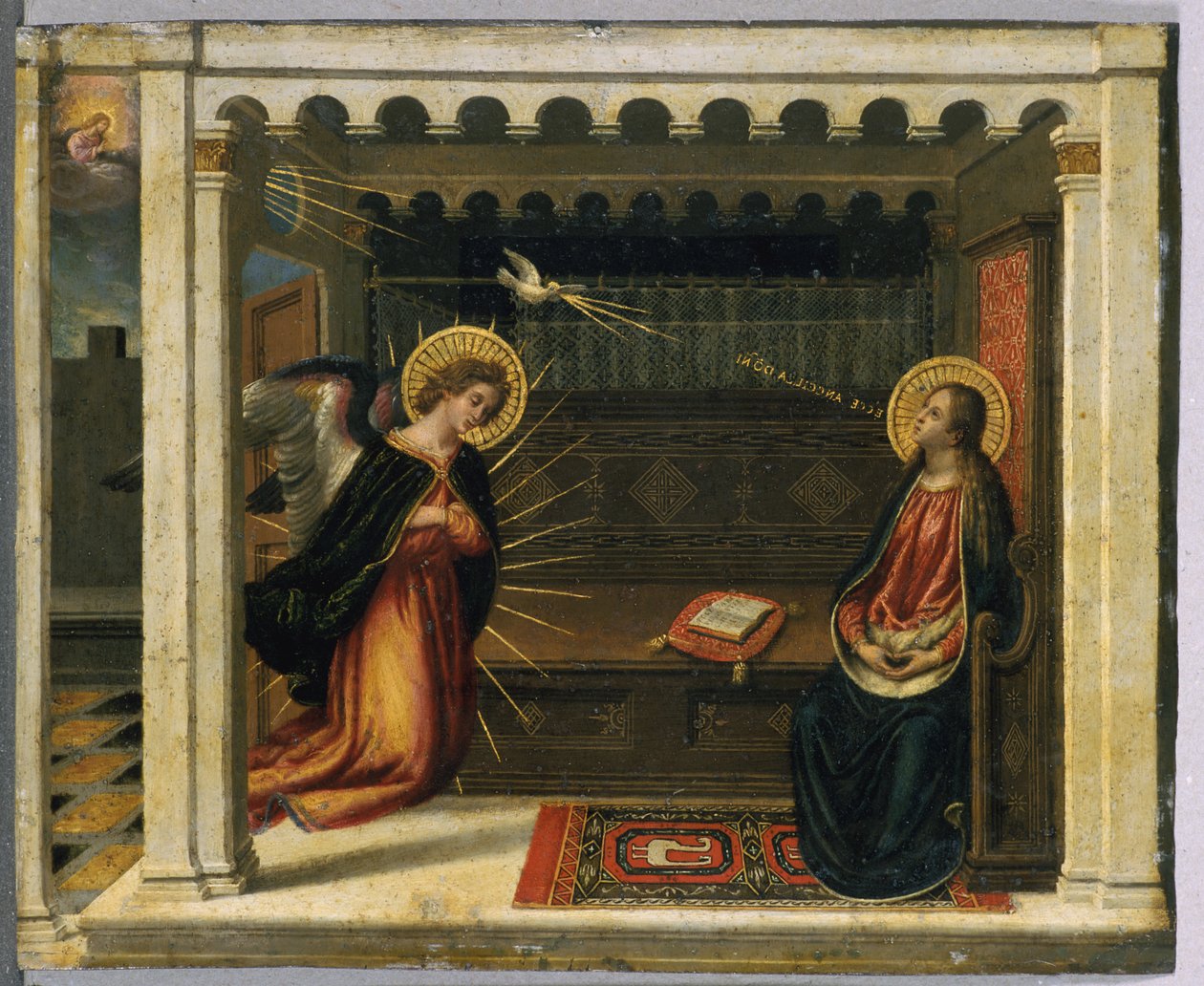 Bebudelsen (tempera på kobber) af Italian School Italian School
