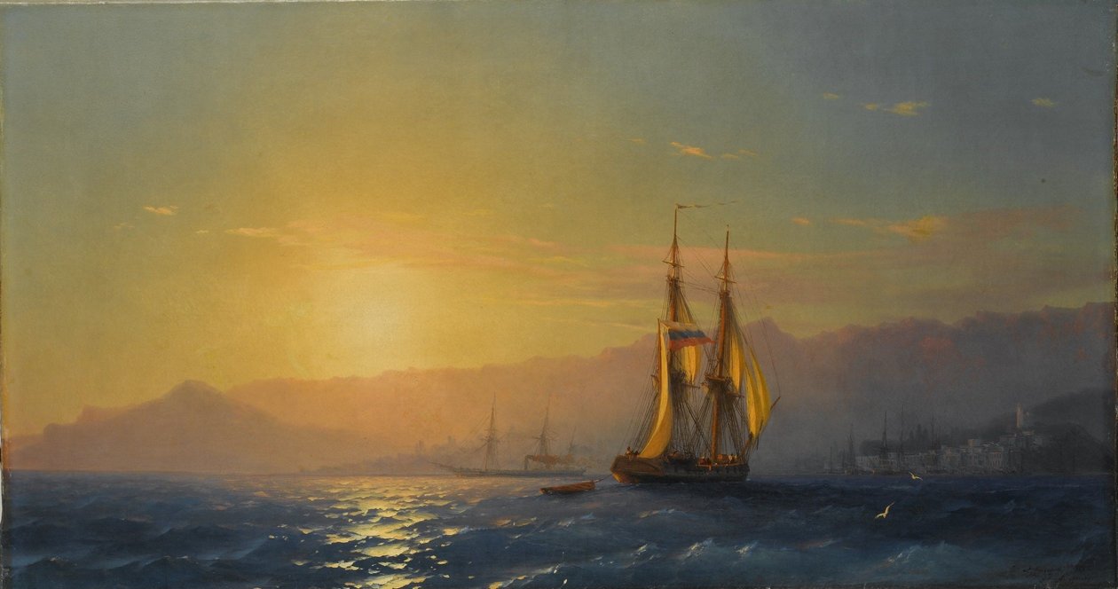 Russisk: "Solnedgang på havet" Solnedgang på havet af Ivan Aivazovsky