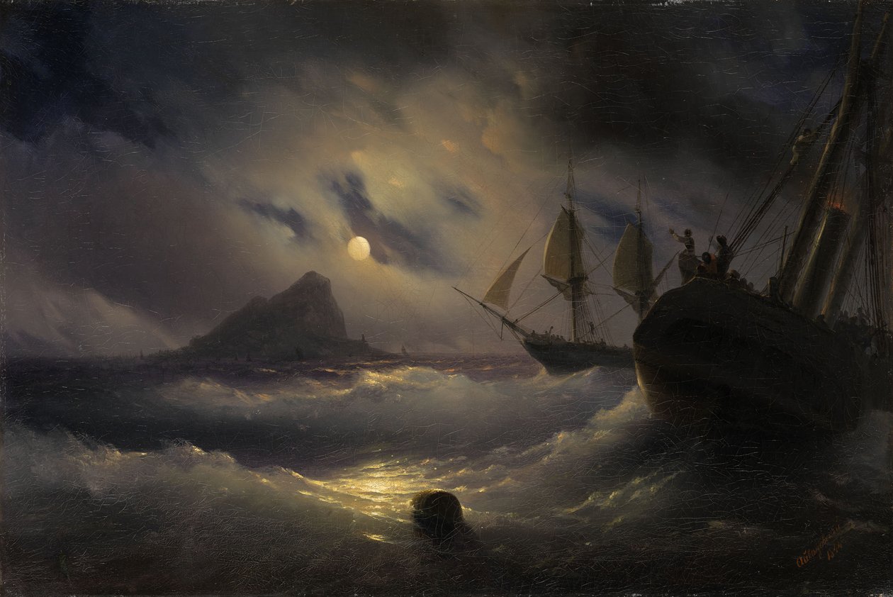 Gibraltar om natten, 1844 af Ivan Konstantinovich Aivazovsky