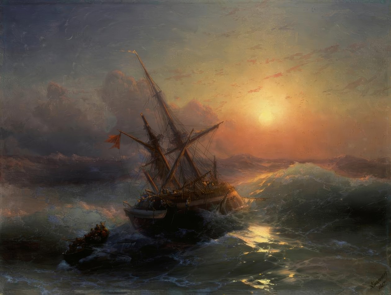 I.K. Aivazovsky, Forliset / Maleri, 1888 af Ivan Konstantinovich Aivazovsky