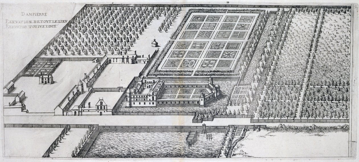 Chateau de Dampierre, udsigt over godset, fra 