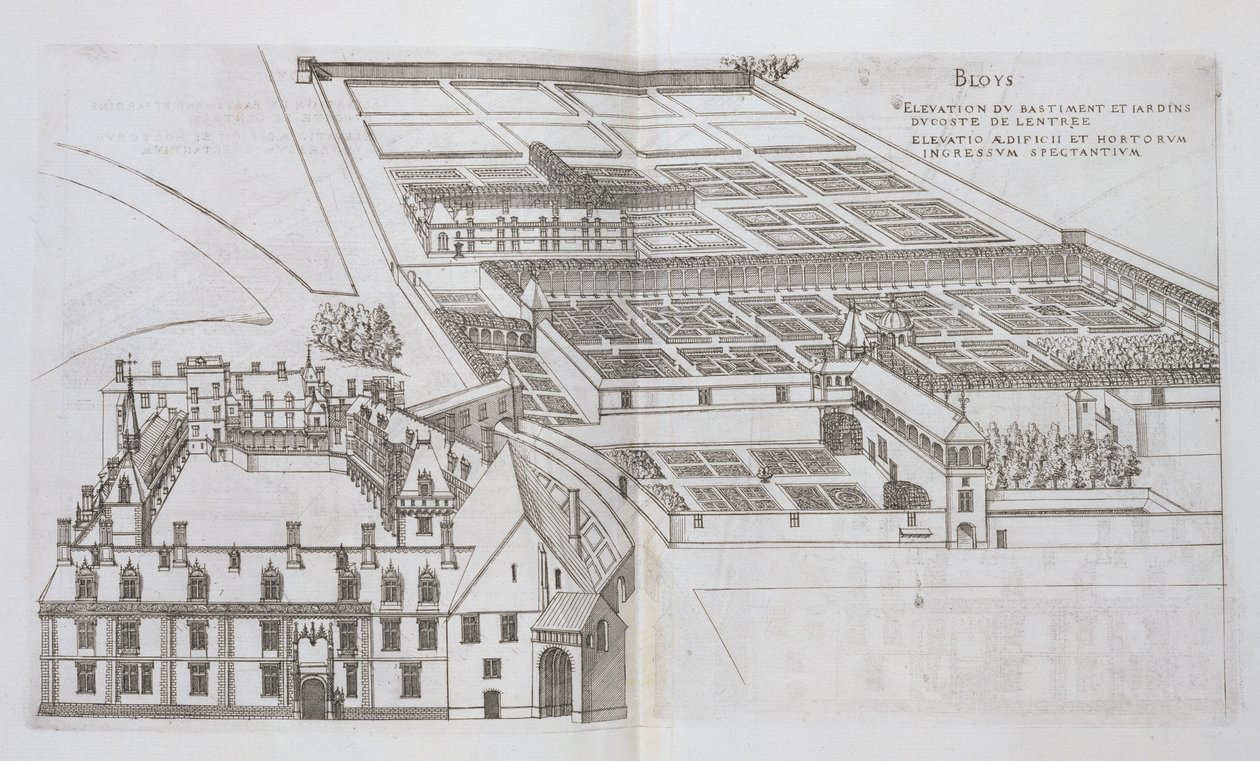 Plan over de lukkede haver og Chateau de Gaillon, fra 