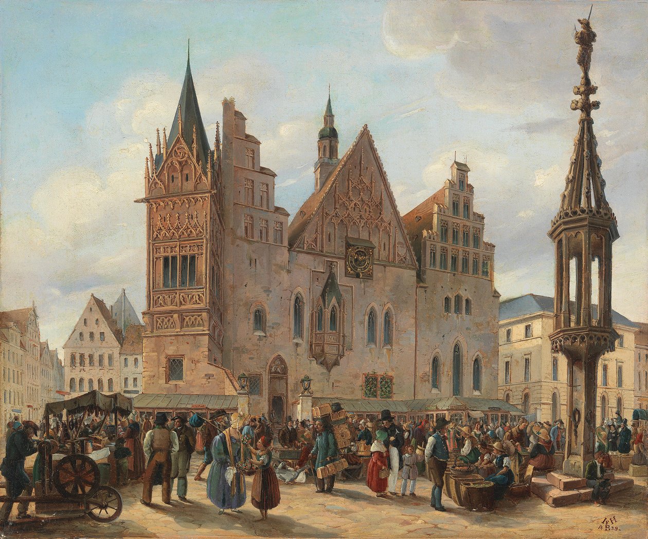 Wroclaw markedsplads med rådhus af J. H. Bondras