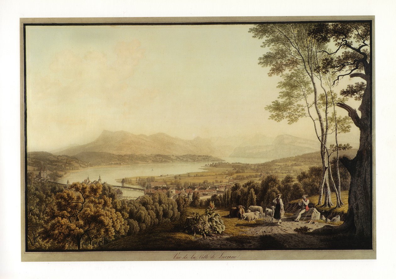 Udsigt over byen Lucerne af J. J. Bidermann
