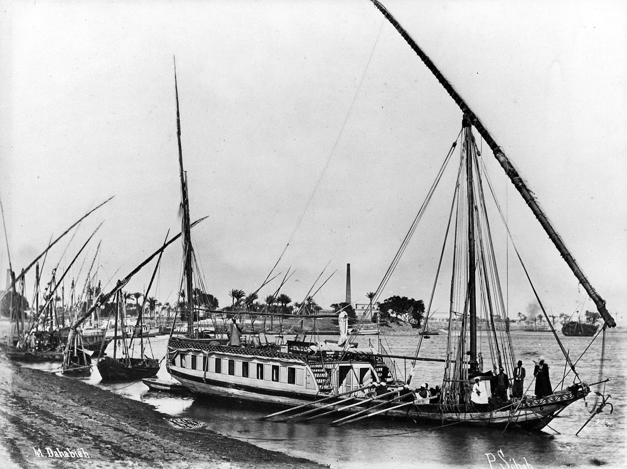 Dahabiya ved Nilen, ca. 1873-86 af J. Pascal Sebah
