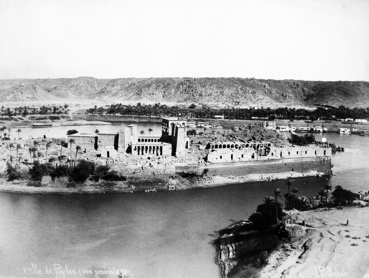 Helhedsbillede af Philae, ca. 1880 af J. Pascal Sebah